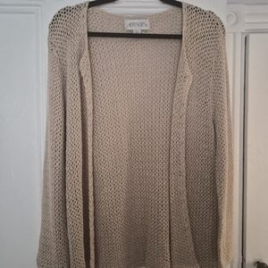 Open-Knit Beige Women's Cardigan Sweater